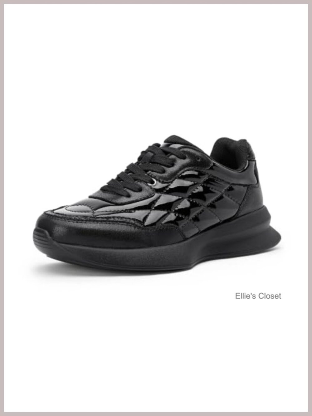 Women Quilted Platform Sneakers Faux Leather Chunky Fashion Shoes Lace-Up